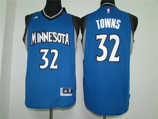 Short Sleeve Basketball Jersey-Timberwolves 32 Karl-Anthony Towns Blue New Swingman Basketball Jersey