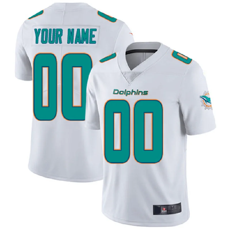 Football Jersey For Travel Teams-Custom M.Dolphins Road White Vapor Untouchable Limited Jersey American Stitched Football Jerseys