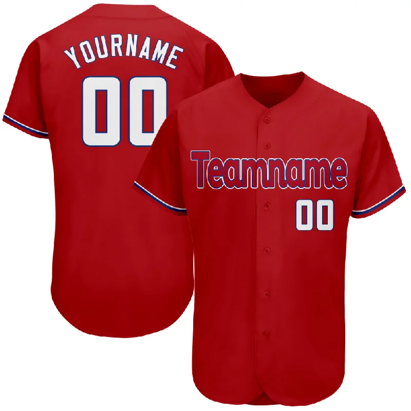 Baseball Jersey For New Year's Eve-Custom Red White-Royal Authentic Baseball Jersey