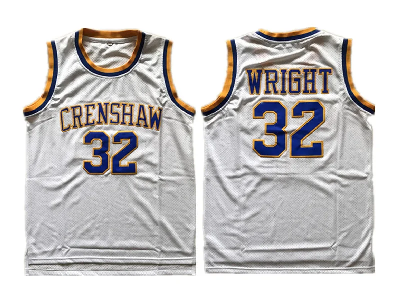 Basketball Jersey With Camo Print-Crenshaw Love And Baskeball 32 Monica Wright White Stitched Movie Basketball Jersey