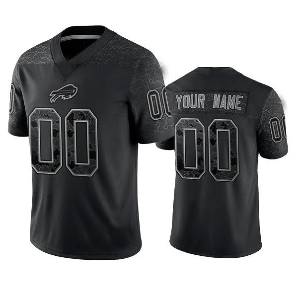 Vintage Football Jersey-Custom B.Bills Active Player Black Reflective Limited Stitched Football Jersey Football Jersey