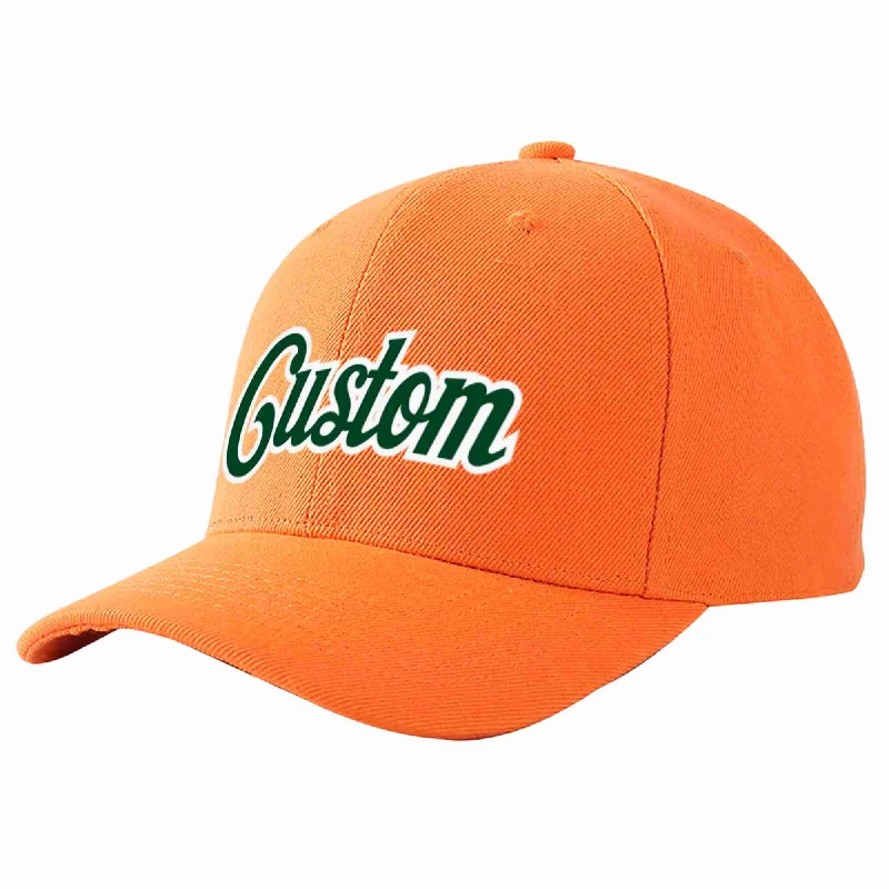 Yellow Baseball Cap-Custom Orange Green-White Curved Eaves Sport Baseball Cap Design for Men/Women/Youth