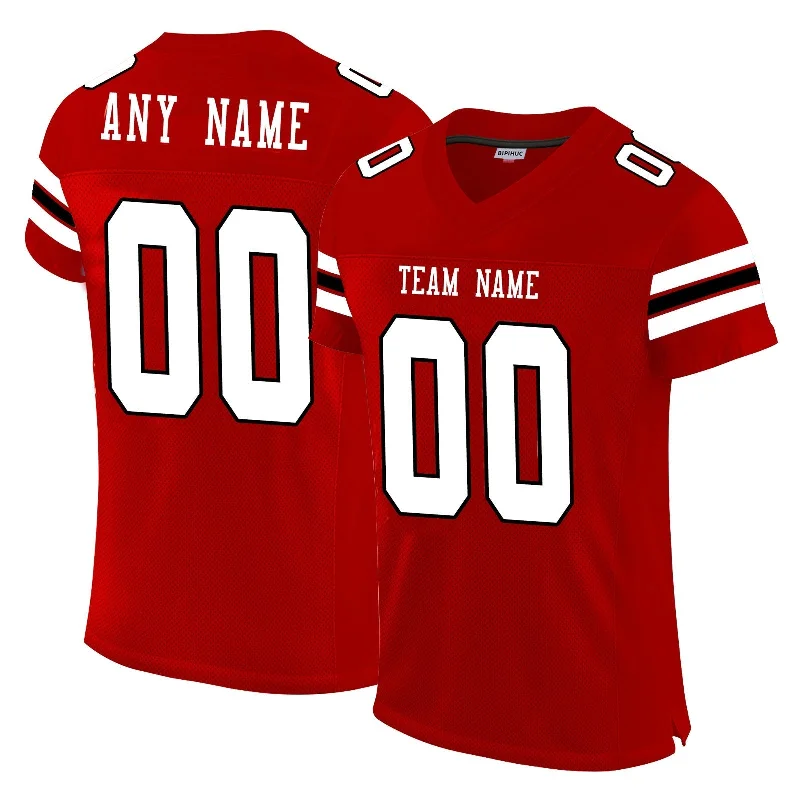 Football Jersey With Glitter Accents-Custom SF.49ers Football Jerseys Design Red Stitched Name And Number Size S to 6XL Christmas Birthday Gift