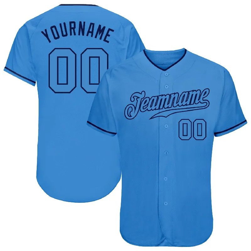 Baseball Jersey For Indoor Games-Custom Powder Blue Powder Blue-Navy Authentic Baseball Jersey