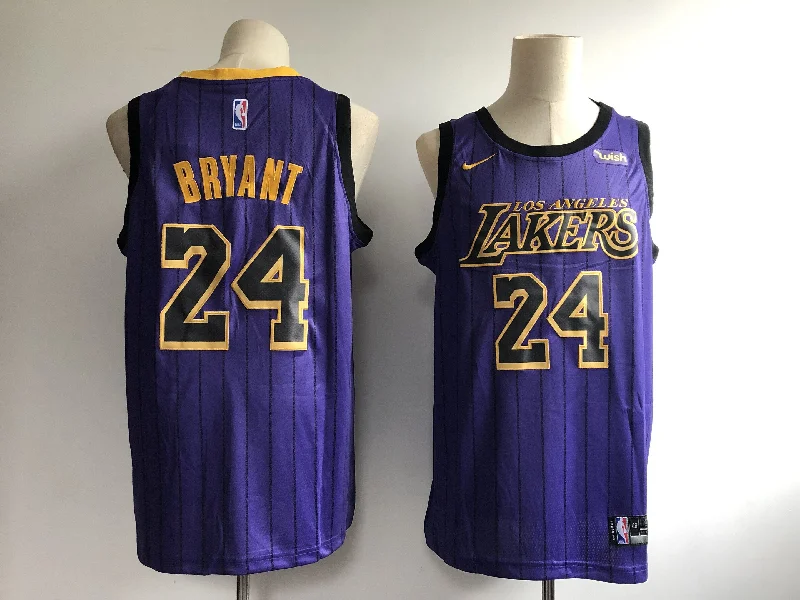 Basketball Jersey With Pockets-Lakers 24 Kobe Bryant Purple 2018-19 City Edition Swingman Basketball Jersey