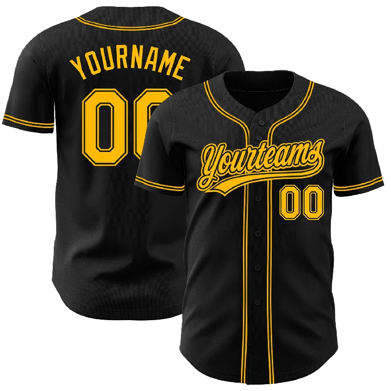 Baseball Jersey For Spring Training-Custom Black Gold Authentic Baseball Jersey