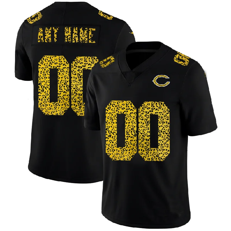 Football Jersey For High School-Custom C.Bears Leopard Print Fashion Vapor Limited Jersey Black Stitched Jersey Football Jerseys