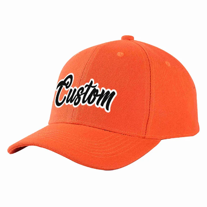 Grey Baseball Cap-Custom Tangerine Black-White Curved Eaves Sport Baseball Cap Design for Men/Women/Youth