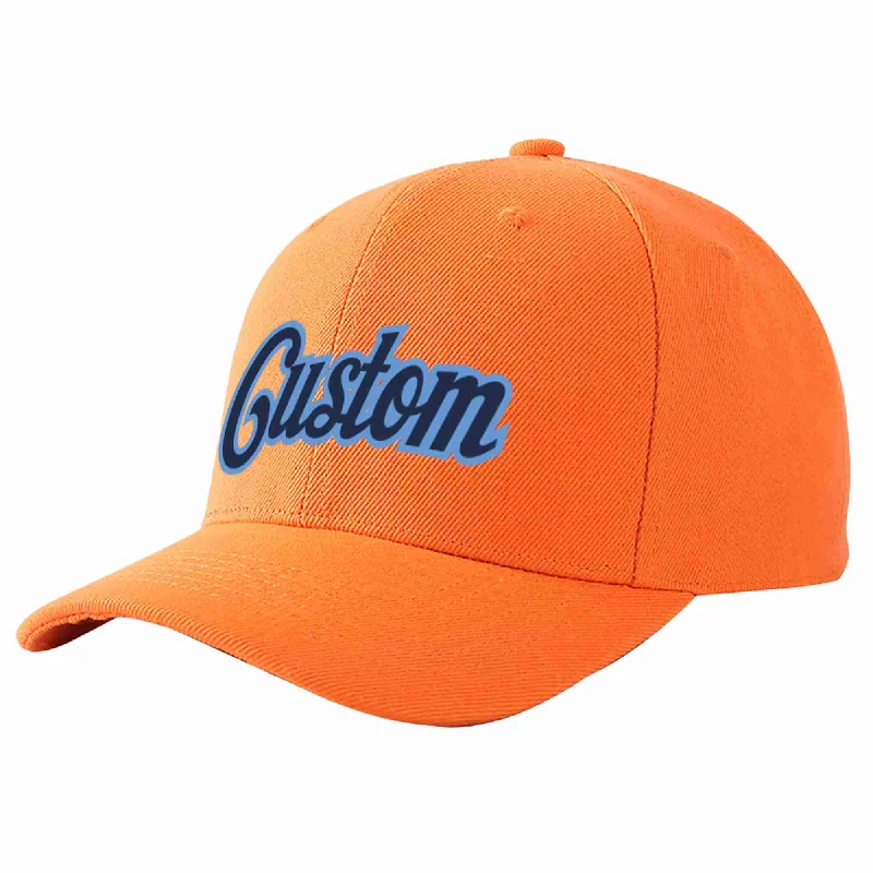 Art Baseball Cap-Custom Orange Navy-Light Blue Curved Eaves Sport Baseball Cap Design for Men/Women/Youth