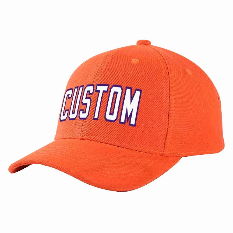 Recycled Baseball Cap-Custom Tangerine White-Purple Curved Eaves Sport Baseball Cap Design for Men/Women/Youth