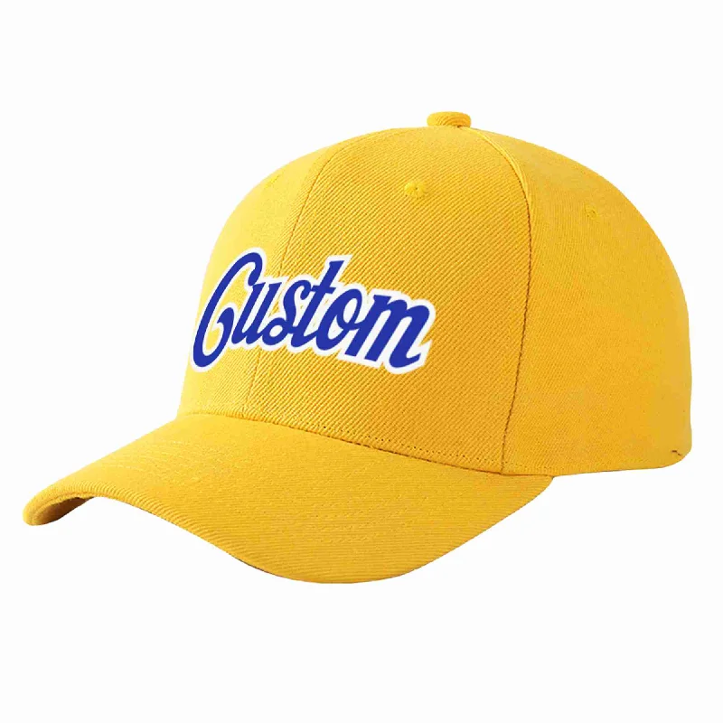 Tactical Baseball Cap-Custom Gold Royal-White Curved Eaves Sport Baseball Cap Design for Men/Women/Youth