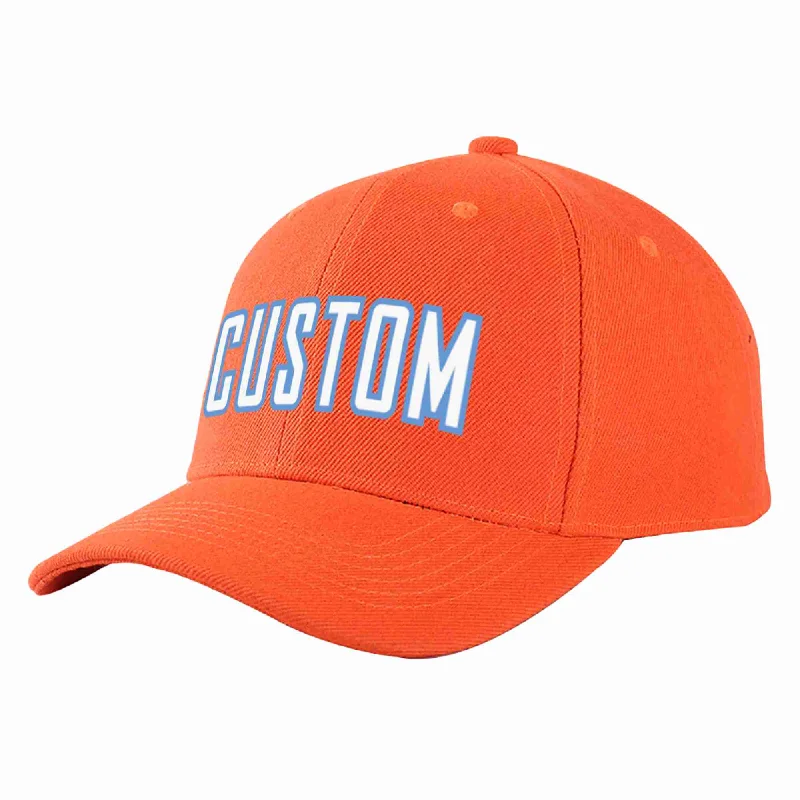 Firefighter Baseball Cap-Custom Tangerine White-Light Blue Curved Eaves Sport Baseball Cap Design for Men/Women/Youth