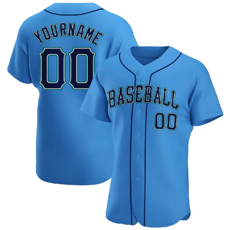 Baseball Jersey For Corporate Events-Custom Powder Blue Navy-Teal Authentic Baseball Jersey