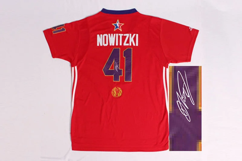 Oversized Basketball Jersey-2014 All Star West 41 Nowitzki Red Signature Edition Basketball Jerseys