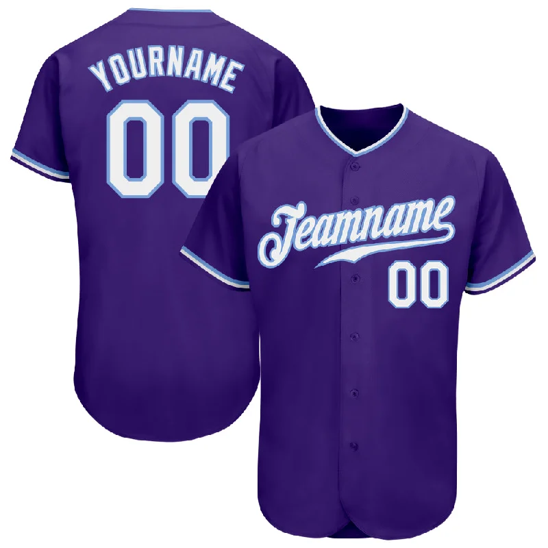 Baseball Jersey With High-Performance Fabric-Custom Purple White-Light Blue Authentic Baseball Jersey