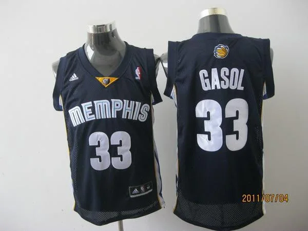 Performance Basketball Jersey-Grizzlies 33 Gasol Dark Blue Basketball Jerseys