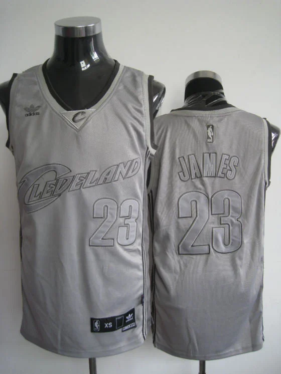 Basketball Jersey With Team Colors-Cavaliers 23 Lebron James Grey Basketball Jerseys