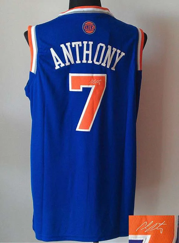 Basketball Jersey With Gothic Look-Knicks 7 Anthony Blue Signature Edition Basketball Jerseys