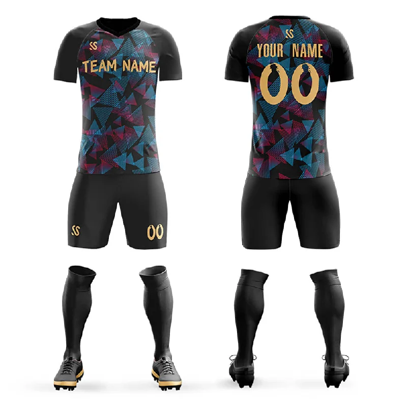 Football Jersey With Funny Slogans-Custom Black Printing Outdoor Breathable Soccer Sets Jersey