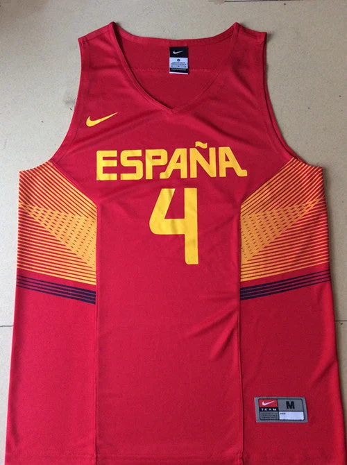 Basketball Jersey With Zipper-Spain 4 Pau Gasol Red 2014 FIBA Basketball Jerseys