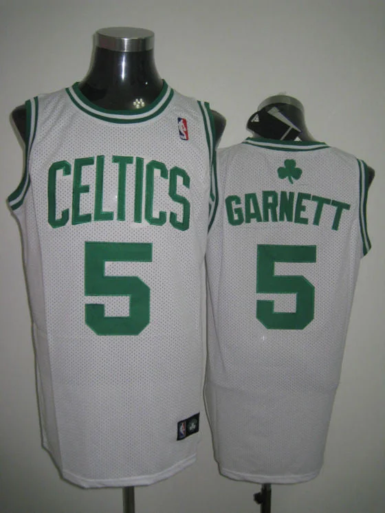 Basketball Jersey With Name-Celtics 5 Kevin Garnett White Basketball Jerseys