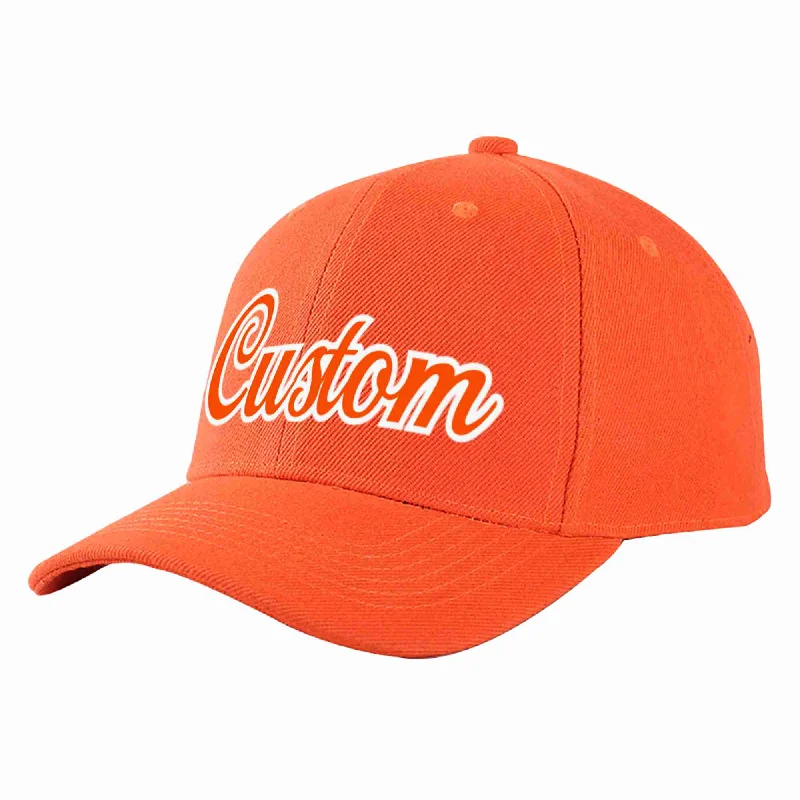 Snapback Baseball Cap-Custom Tangerine Orange-White Curved Eaves Sport Baseball Cap Design for Men/Women/Youth