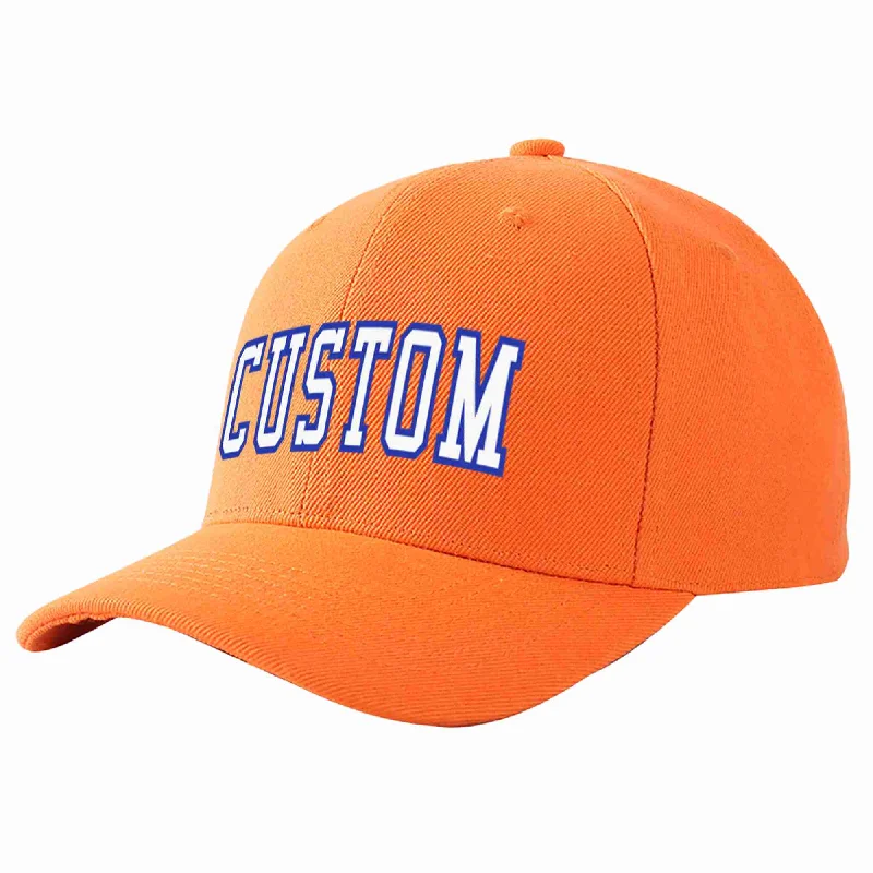 Comic Book Baseball Cap-Custom Orange White-Royal Curved Eaves Sport Baseball Cap Design for Men/Women/Youth