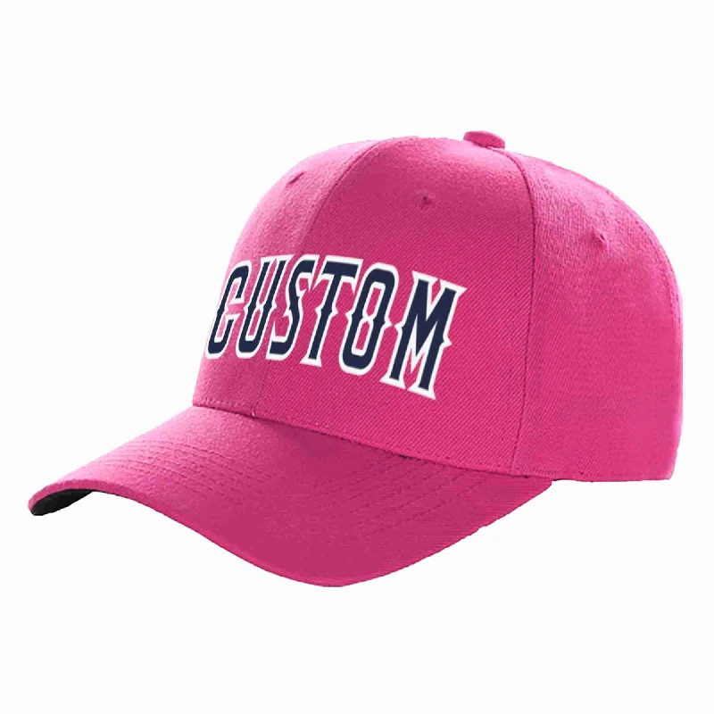 Plumber Baseball Cap-Custom Rose Red Navy-White Curved Eaves Sport Baseball Cap Design for Men/Women/Youth