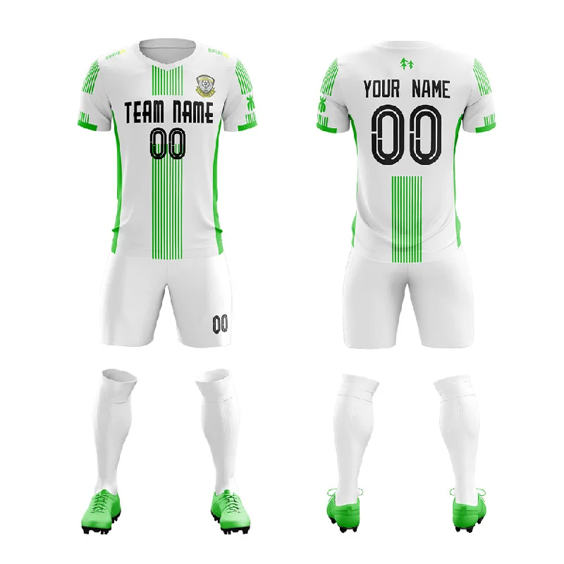 Football Jersey With Crop Top Style-Custom White Green Training Uniform Soccer Sets Jersey