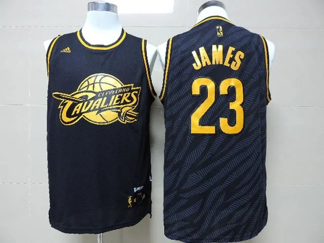 Basketball Jersey With Signature Look-Cavaliers 23 James Black Precious Metals Fashion Basketball Jerseys