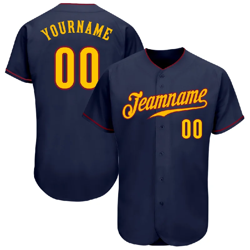 Baseball Jersey With Anime Design-Custom Navy Gold-Crimson Authentic Baseball Jersey