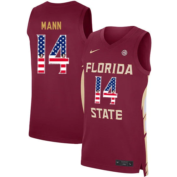 Basketball Jersey With Skulls-Florida State Seminoles 14 Terance Mann Red USA Flag Basketball College Basketball Jersey