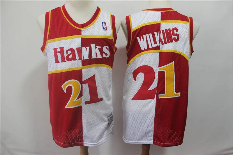 Limited Edition Basketball Jersey-Hawks 21 Dominique Wilkins Red White 1987-88 Hardwood Classics Basketball Jersey