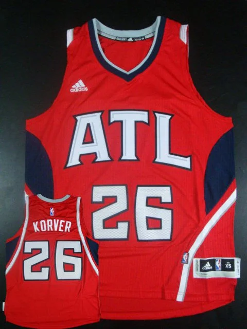 Basketball Jersey With Bright Neon Colors-Hawks 26 Kyle Korver Red New Revolution 30 Basketball Jersey