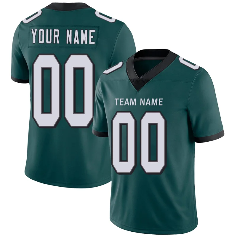 Football Jersey With Black And White Print-Custom P.Eagles Football Jerseys Team Player or Personalized Design Your Own Name for Men's Women's Youth Jerseys Green