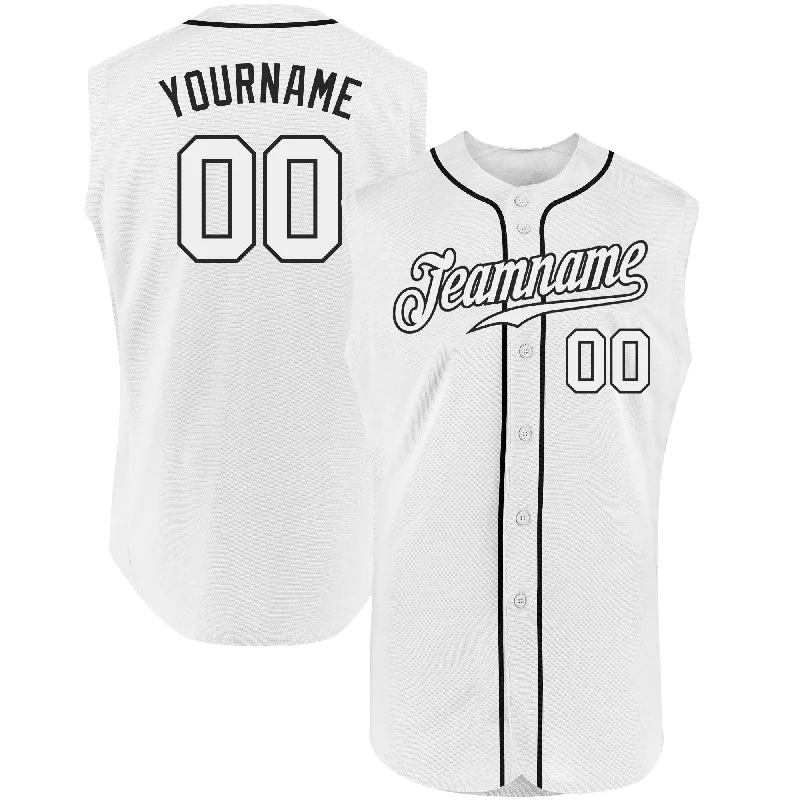 Baseball Jersey With High-End Appeal-Custom White White-Black Authentic Sleeveless Baseball Jersey