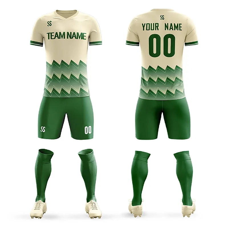 Football Jersey With Signature Look-Custom Green Printing Outdoor Breathable Soccer Sets Jersey