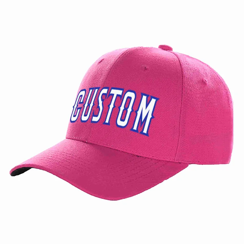 Driver Baseball Cap-Custom Rose Red White-Royal Curved Eaves Sport Baseball Cap Design for Men/Women/Youth