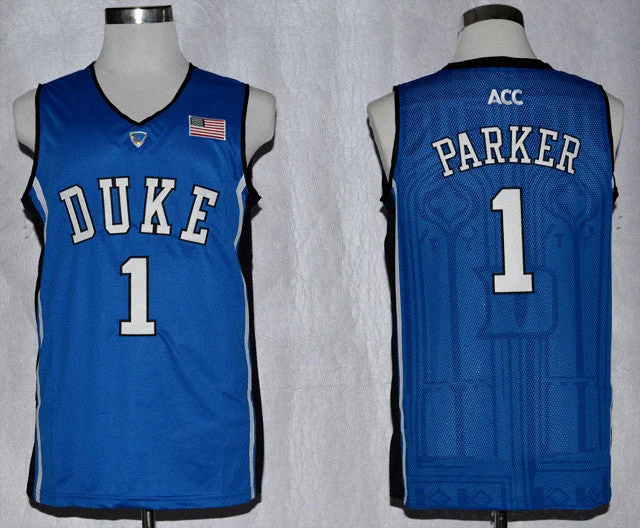 Basketball Jersey With Celebrity Signature-Duke Blue Devils 1 Parker Blue Basketball Jerseys