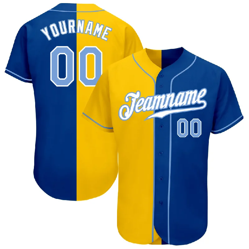 Baseball Jersey For Fundraisers-Custom Royal Light Blue-Yellow Authentic Split Fashion Baseball Jersey