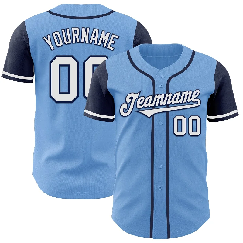 Baseball Jersey With Skateboard Aesthetic-Custom Light Blue White-Navy Authentic Two Tone Baseball Jersey