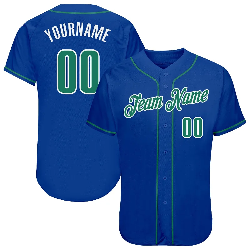 Baseball Jersey For Indoor Games-Custom Royal Kelly Green-White Authentic Baseball Jersey