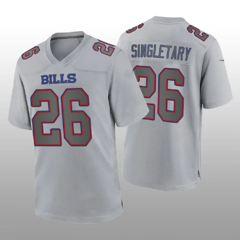 Mesh Football Jersey-B.Bills #26 Devin Singletary Gray Atmosphere Game Jersey American Stitched Football Jerseys