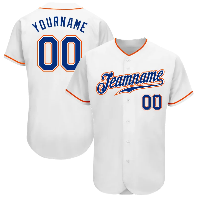 Baseball Jersey With Quick-Dry Material-Custom White Royal-Orange Authentic Baseball Jersey