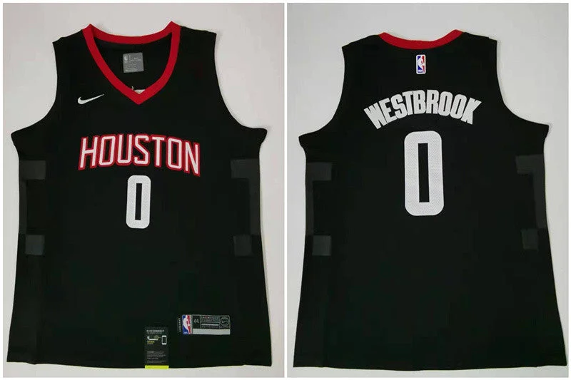 Basketball Jersey For High School-Rockets 0 Russell Westbrook Black Swingman Basketball Jersey