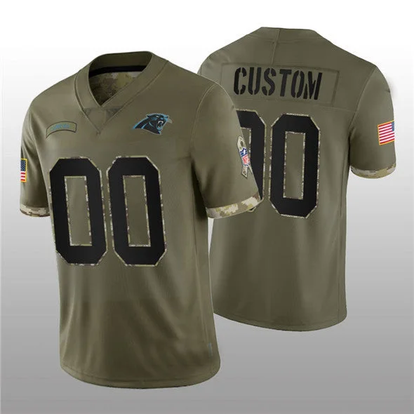 Football Jersey With Country Flag-Custom C.Panthers ACTIVE PLAYER 2022 Olive Salute To Service Limited Stitched Jersey Football Jerseys