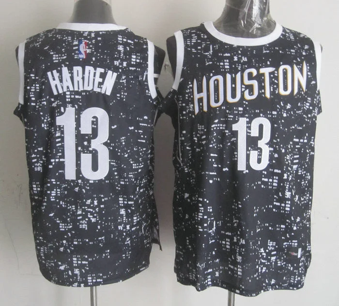 Basketball Jersey With Pastel Hues-Rockets 13 James Harden Black City Luminous Basketball Jersey