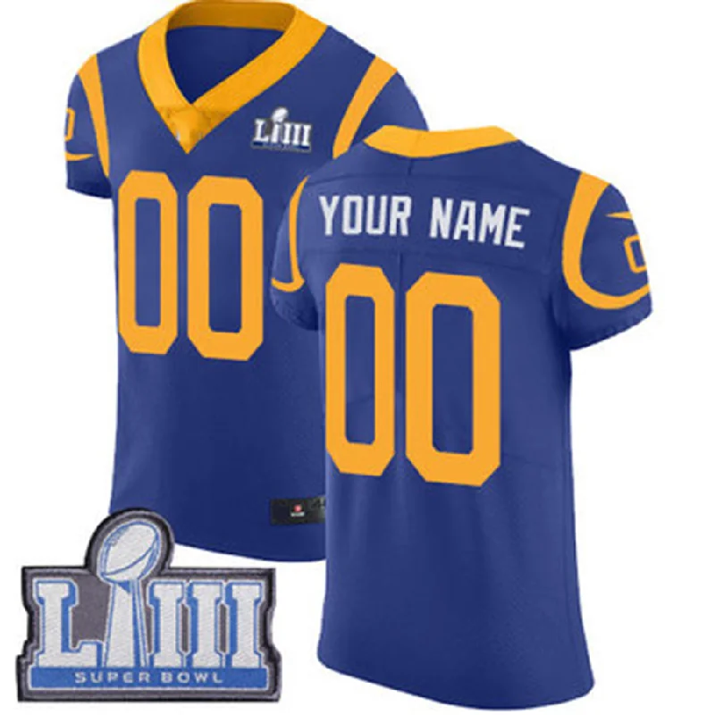 Short Sleeve Football Jersey-Custom LA.Rams Vapor Untouchable Super Bowl LIII Bound Elite Royal Blue Alternate Jersey American Stitched Football Jerseys