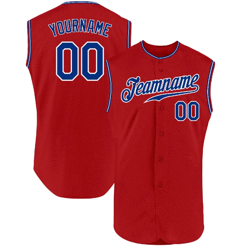 Baseball Jersey With Modern Look-Custom Red Royal-White Authentic Sleeveless Baseball Jersey