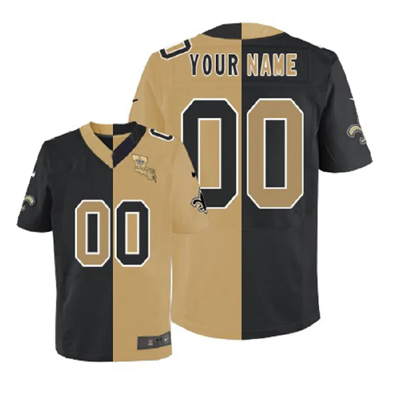 Football Jersey With Metallic Shine-Custom NO.Saints Elite Team Gold Two Tone Jersey American Jerseys Stitched Jersey Football Jerseys